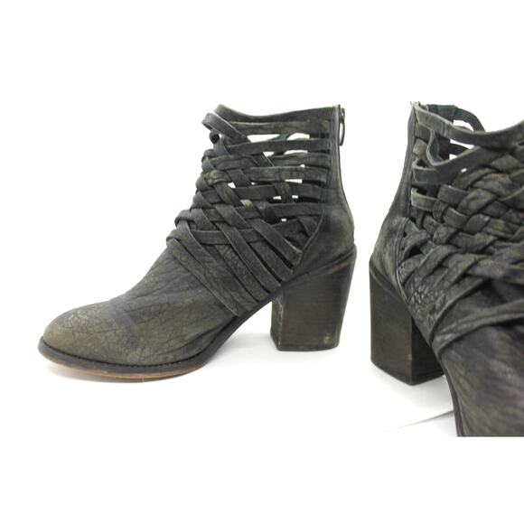 Free People Black Leather Carrera Woven Leather Boots sz 41 EU / 10 US - Picture 3 of 6